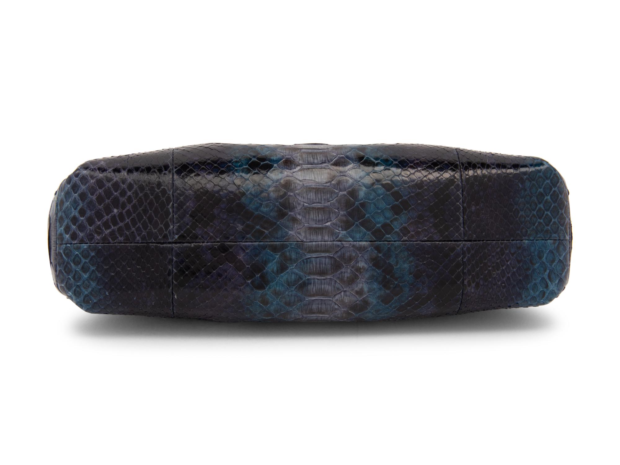 Judith Leiber Blue Python Clutch, 2000s