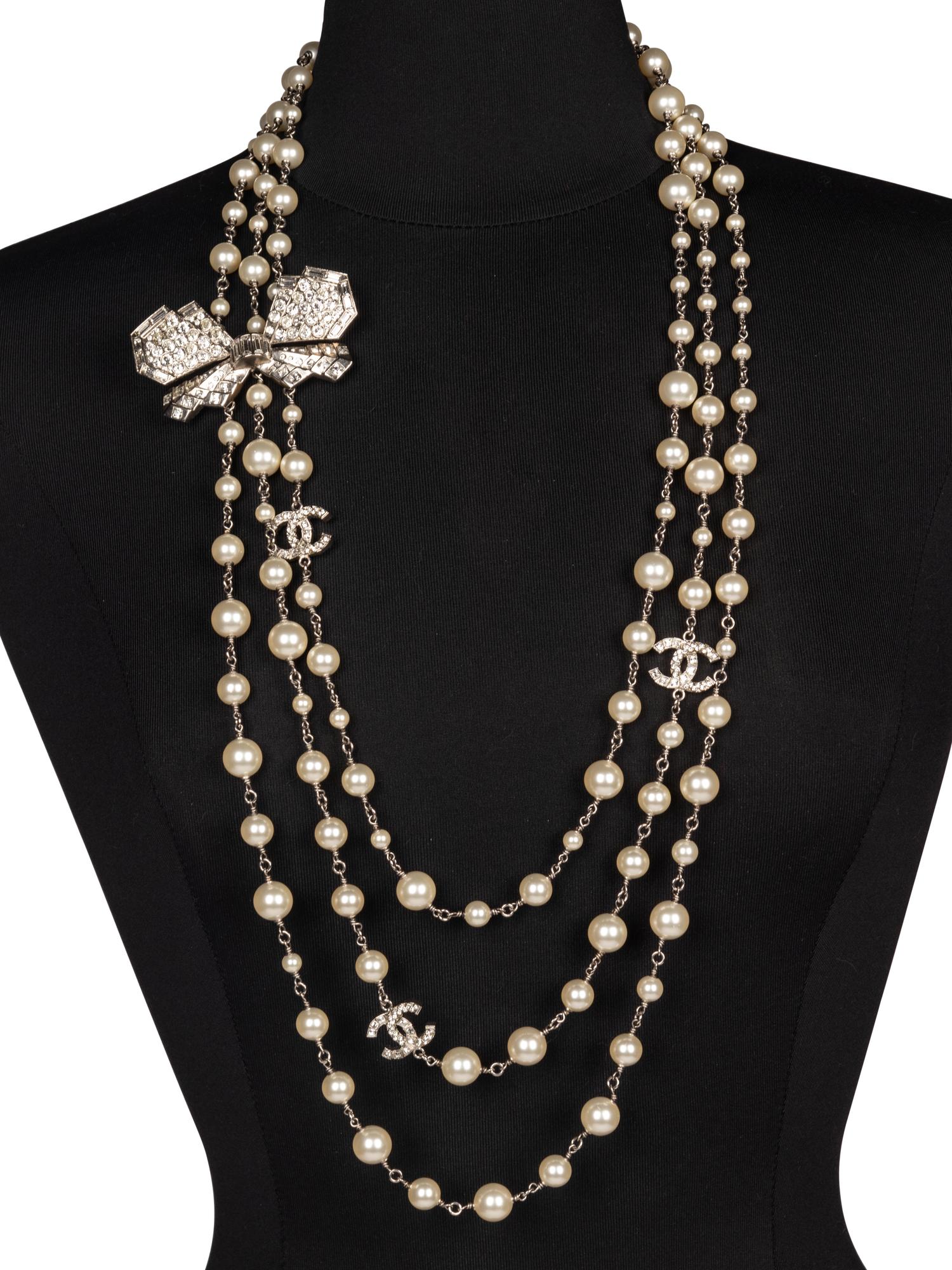 Chanel Faux-Pearl & Rhinestone Necklace