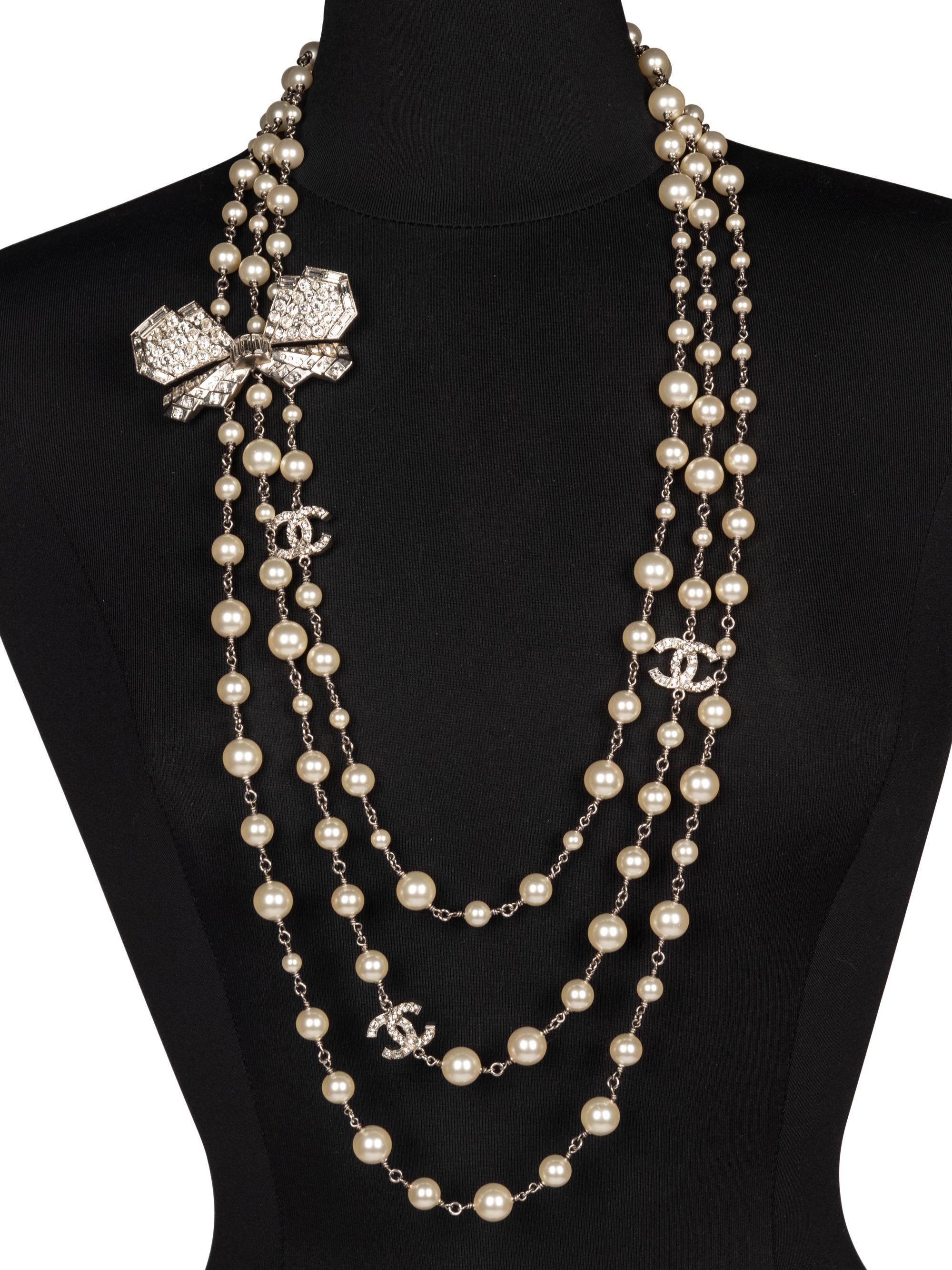 Chanel Faux-Pearl & Rhinestone Necklace