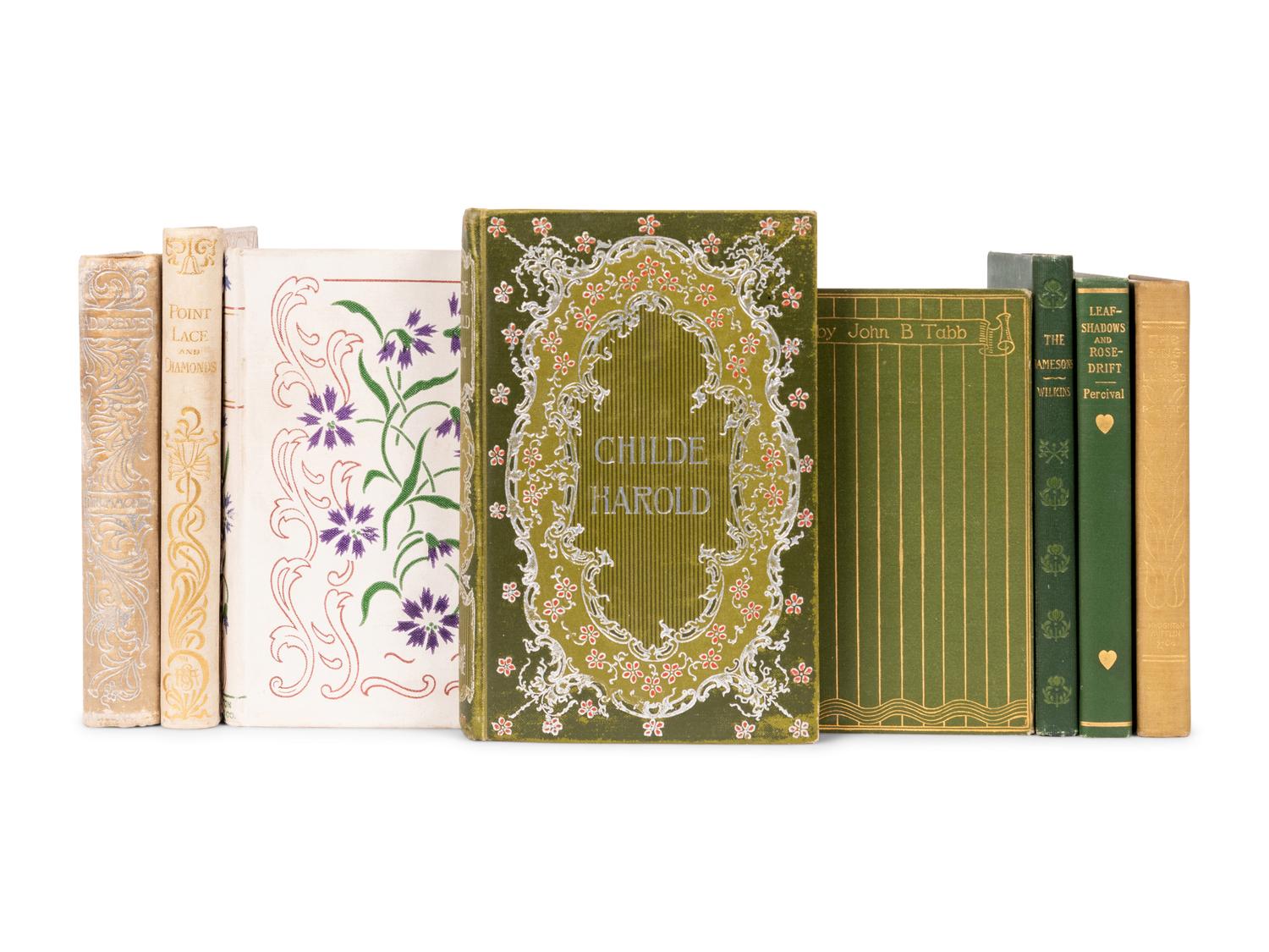 [PUBLISHER'S TRADE BINDINGS - AMERICAN]. A group of 8 decorative bindings, all duodecimos, comprising: