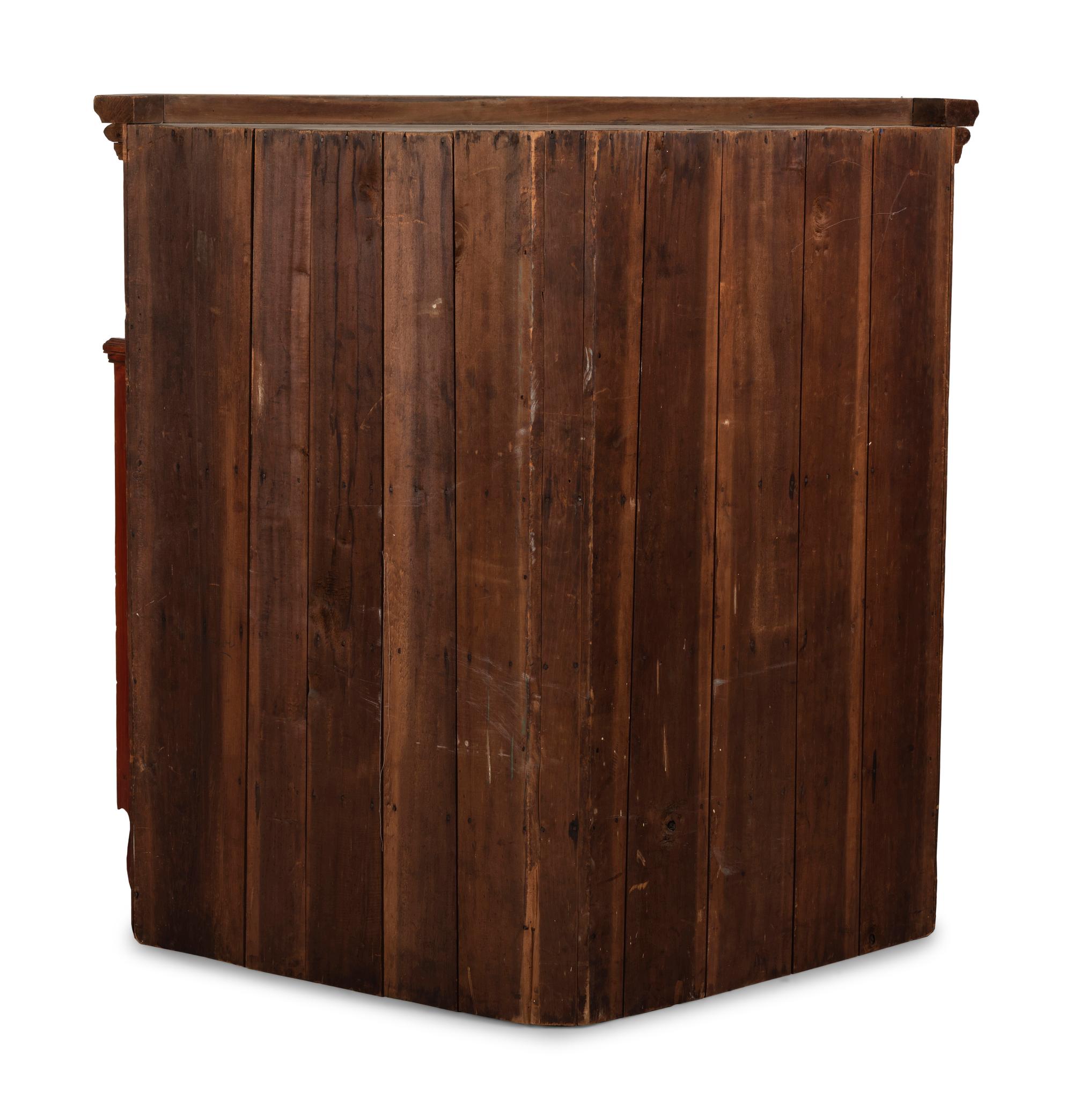 A Chippendale Grain Painted Pine and Poplar Corner Cupboard