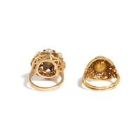 TWO YELLOW GOLD AND CULTURED PEARL RINGS