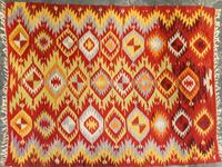 Two Flat Weave Kilim Rugs 5 feet 4 inches x 4 feet 10 inches (largest). — MID 20TH CENTURY