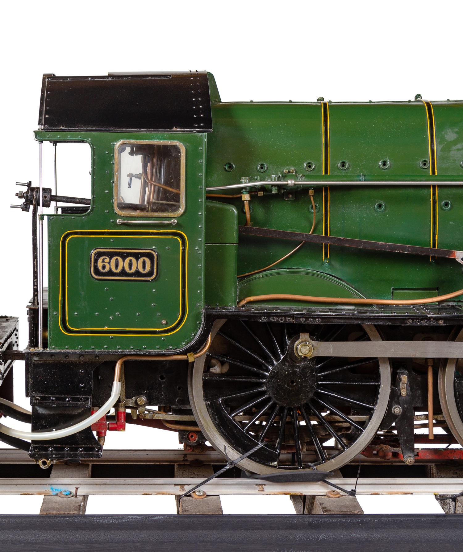 A Rare and Impressive Live Steam 7 1/4-Inch Gauge Painted Metal Great Western Railway-Class 6000: King George V Locomotive and Ride-On Tender