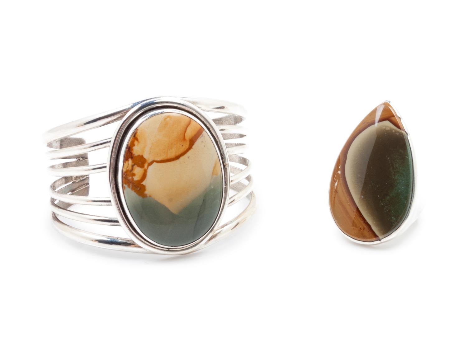 Picture Jasper Cuff Bracelet and Ring