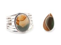 Picture Jasper Cuff Bracelet and Ring