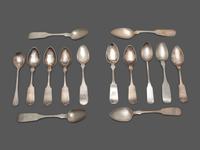 A Collection of Coin Silver Flatware