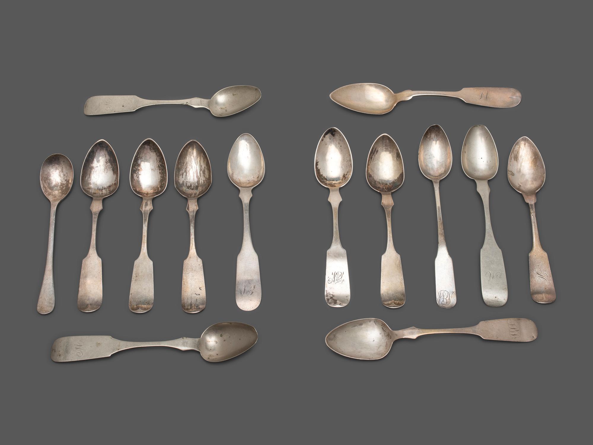 A Collection of Coin Silver Flatware