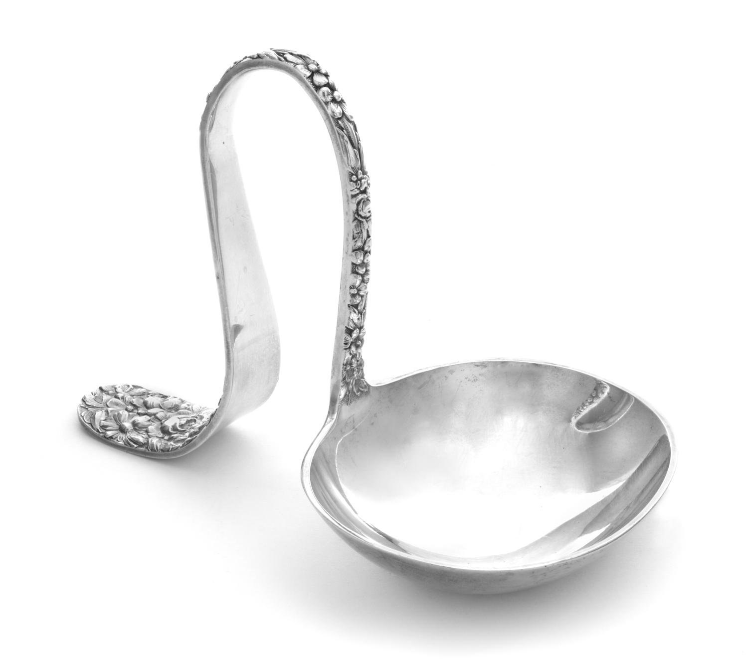 An American Silver Bent-Neck Ladle, The Stieff Company, Baltimore, MD, Repousse pattern.