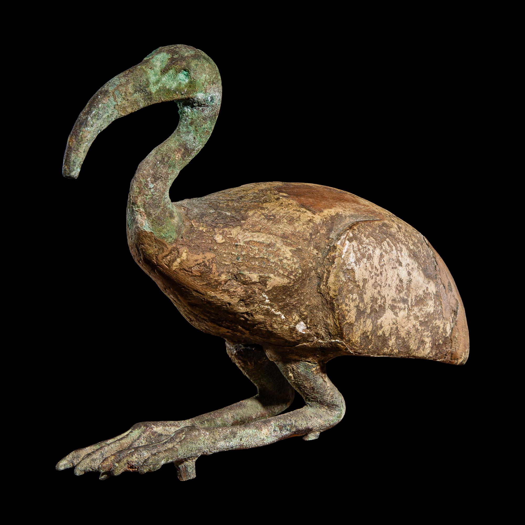 An Egyptian Wood and Bronze Ibis