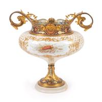 A French Porcelain and Champlevé Enamel Urn