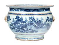A Chinese Export Blue and White Porcelain Jardinière