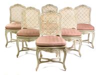 A Set of Six Louis XV Style Painted Dining Chairs Height 38 inches. — LATE 19TH CENTURY