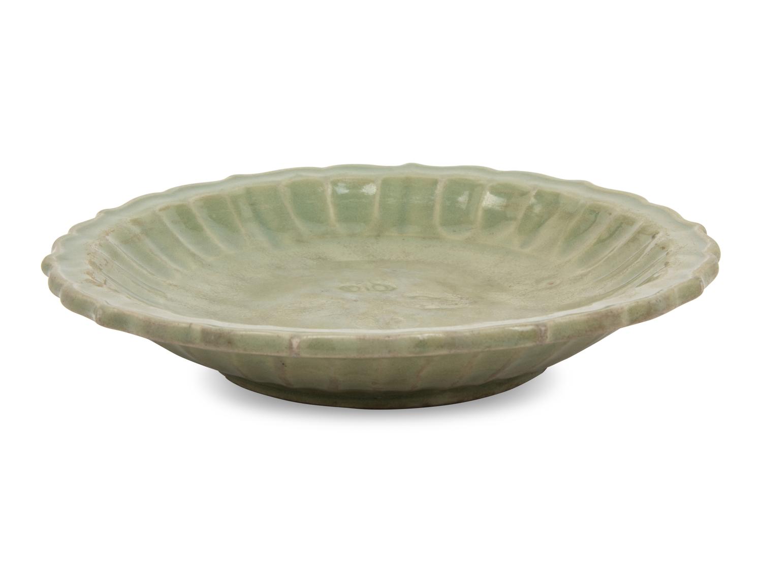 A Chinese Longquan Celadon Glazed Barbed Dish