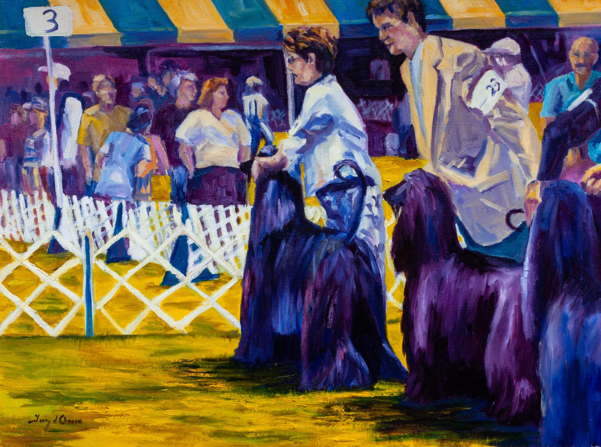 Four Works of Art depicting Afghan Hounds Largest: 17 3/4 x 24 inches.