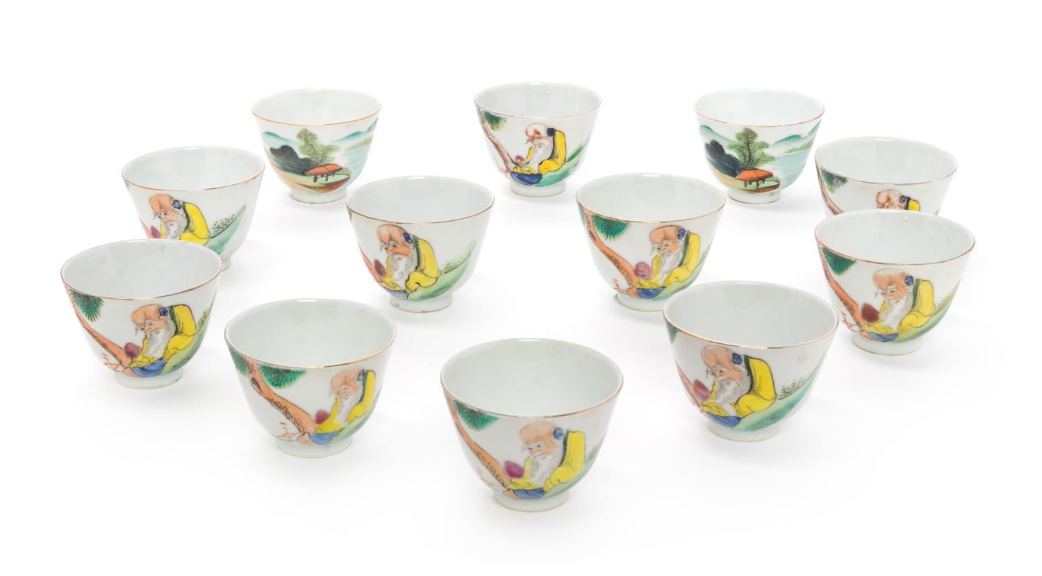 Eleven Chinese Famille Rose Porcelain Wine Cups Diameter of earch 2 3/4 inches. — EARLY 20TH CENTURY