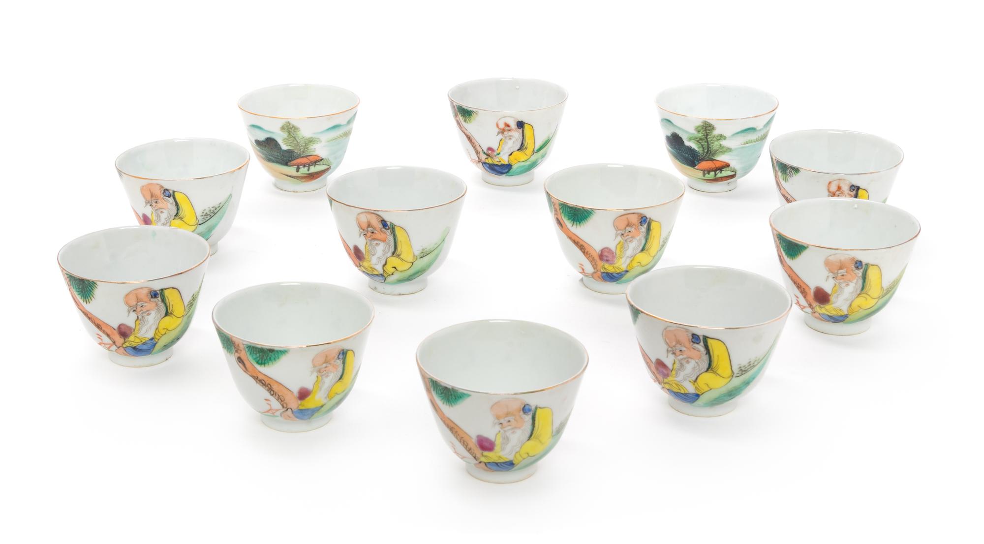 Eleven Chinese Famille Rose Porcelain Wine Cups Diameter of earch 2 3/4 inches. — EARLY 20TH CENTURY