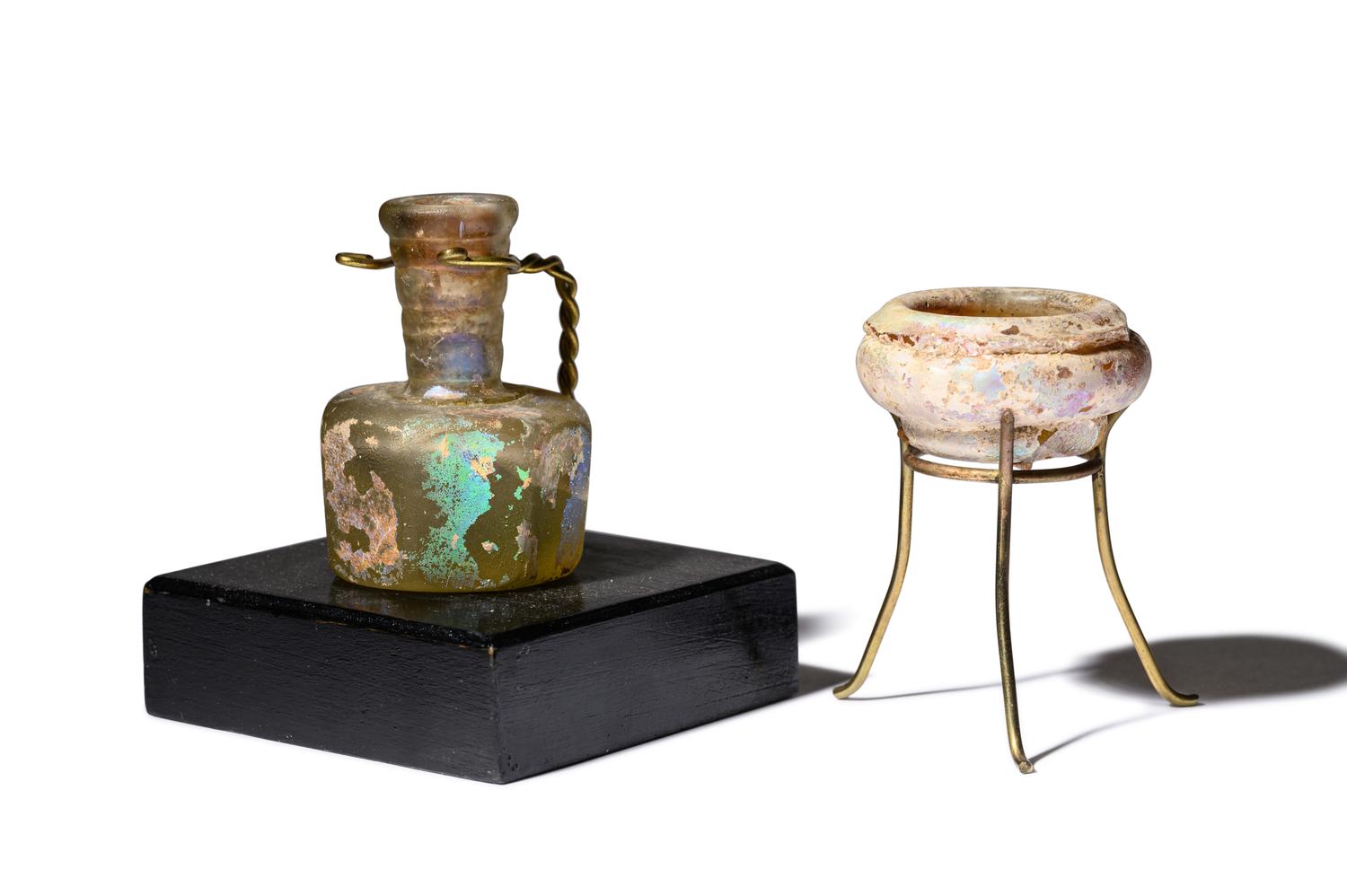 Two Islamic Glass Miniature Vessels