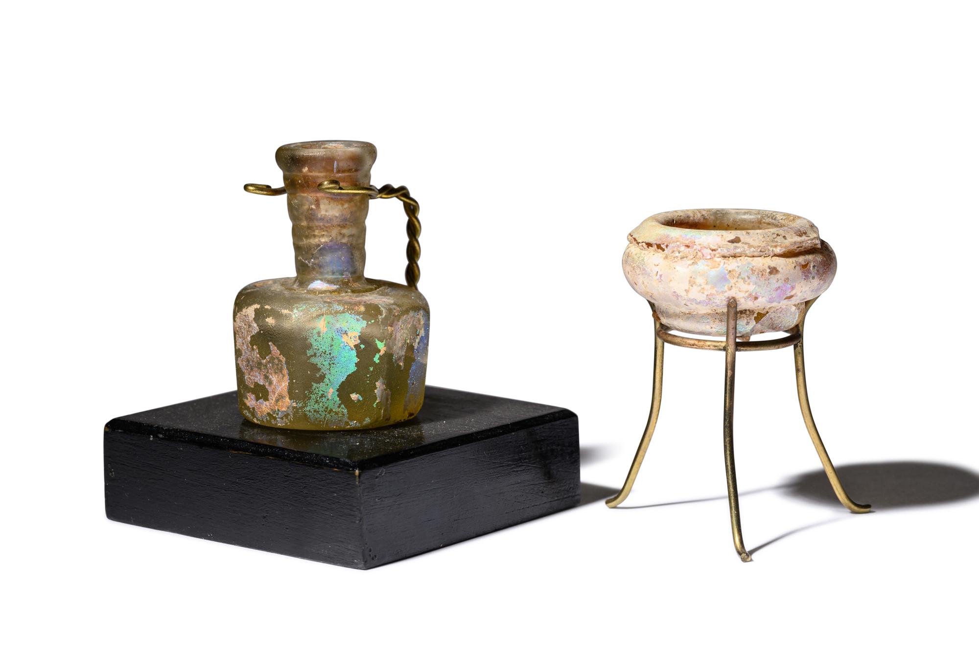 Two Islamic Glass Miniature Vessels