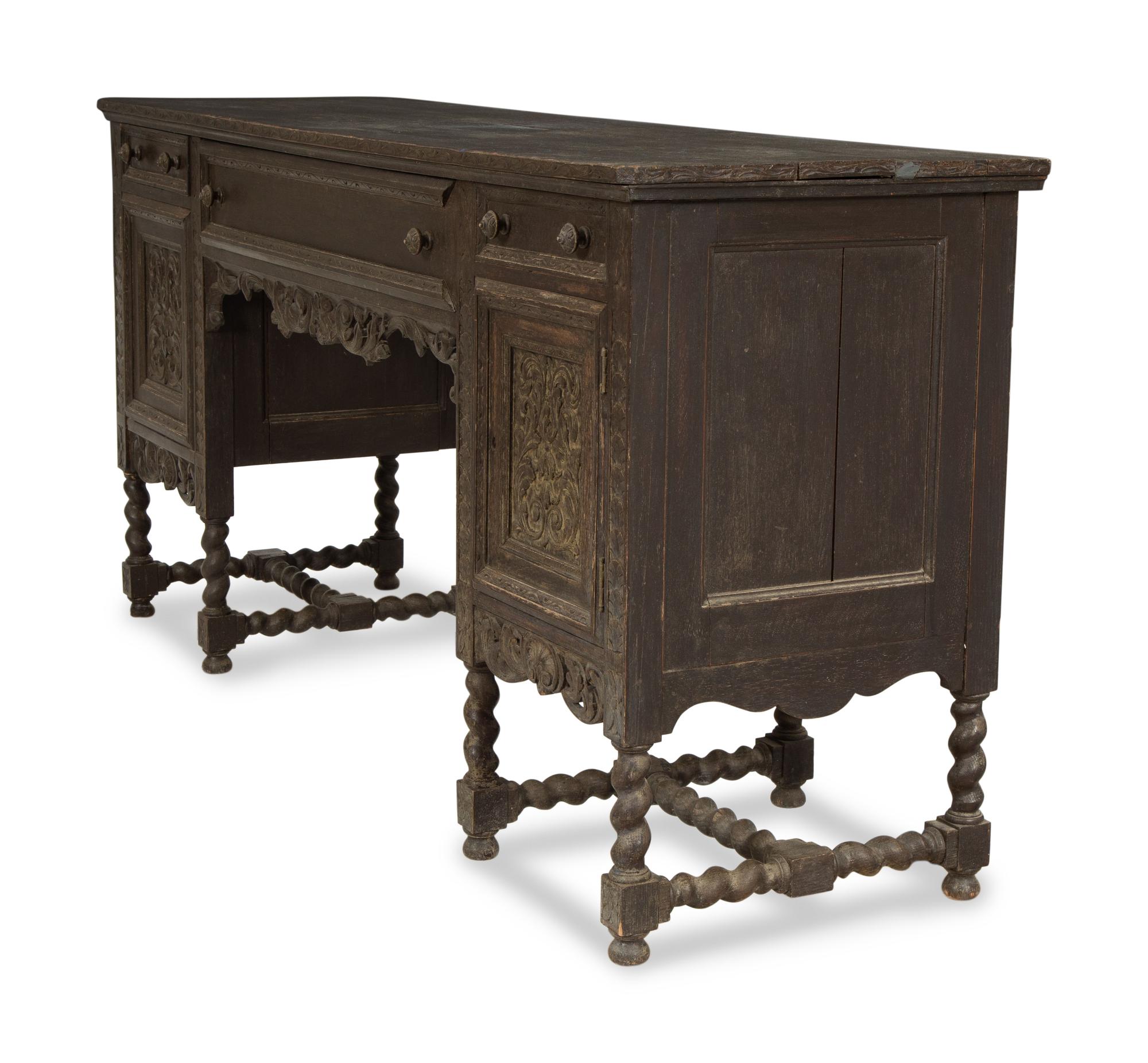 A Minzner Carved Oak Jacobean Style Side Board