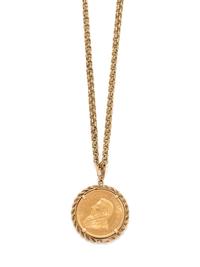 YELLOW GOLD AND SOUTH AFRICAN KRUGERRAND COIN PENDANT/NECKLACE