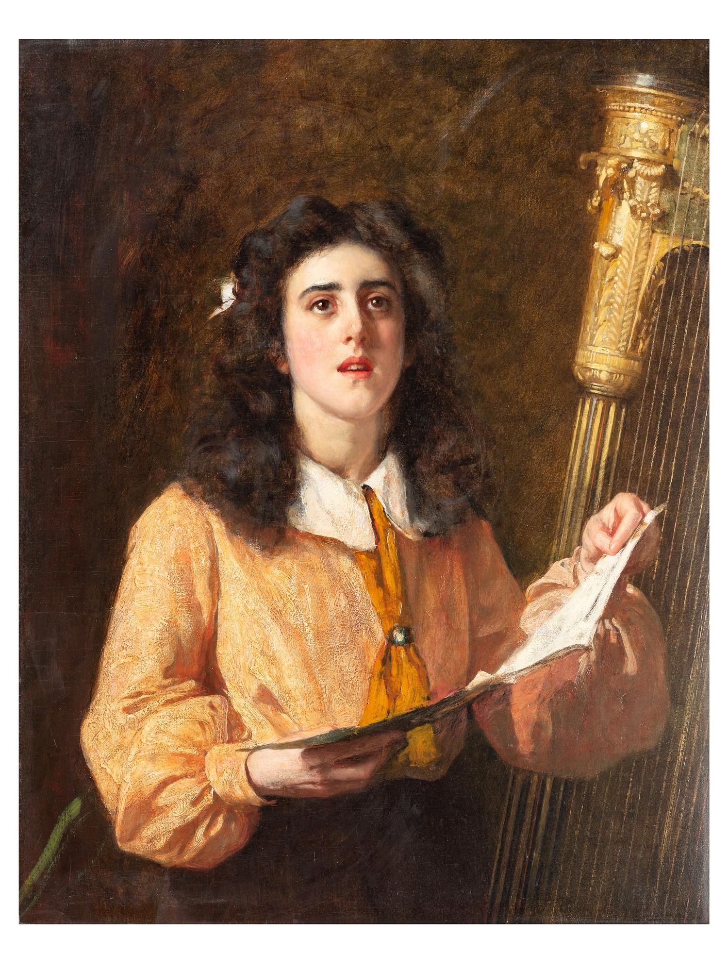 Girl with Harp, 19th Century