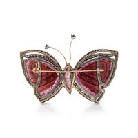 CARVED TOURMALINE BUTTERFLY BROOCH