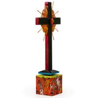 Southwest Folk Art Cross, with Sacred Heart