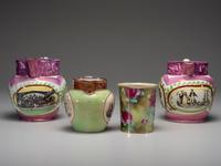 Three English Lustreware Glazed Pitchers