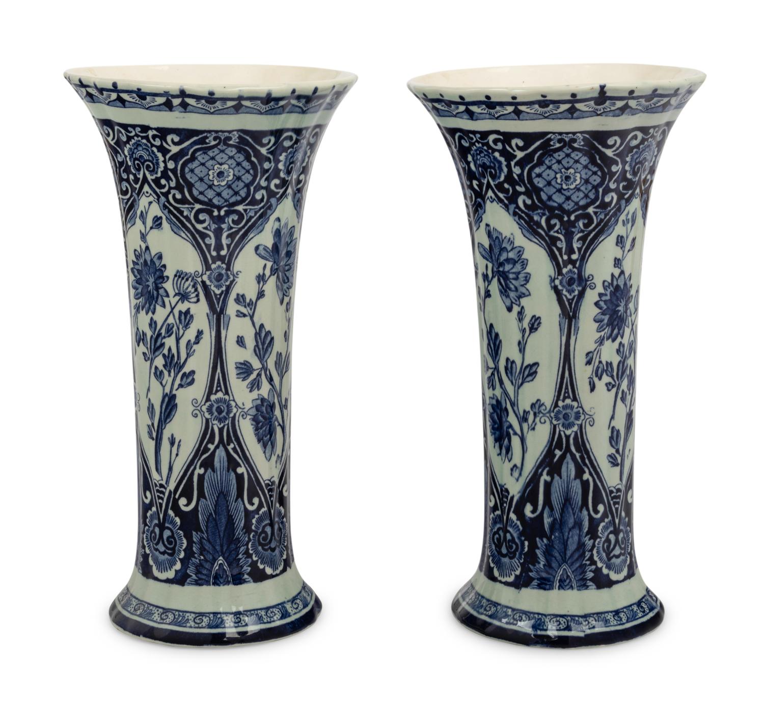 A Pair of Delft Ware Trumpet Vases