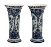 A Pair of Delft Ware Trumpet Vases