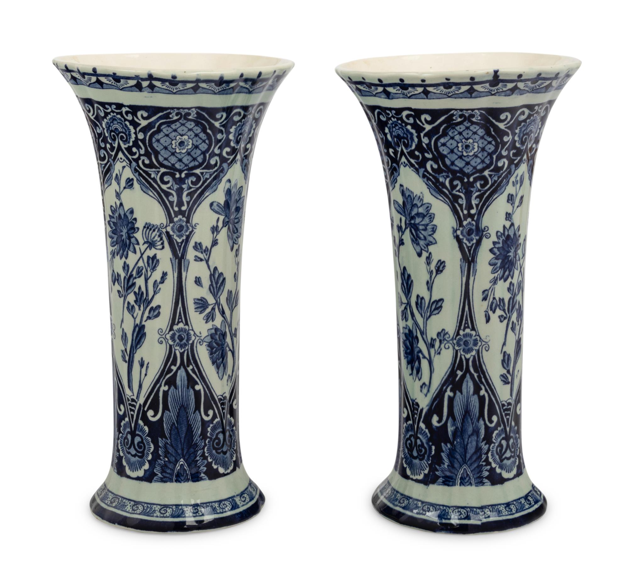 A Pair of Delft Ware Trumpet Vases