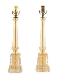 A Pair of Venetian Glass Table Lamps