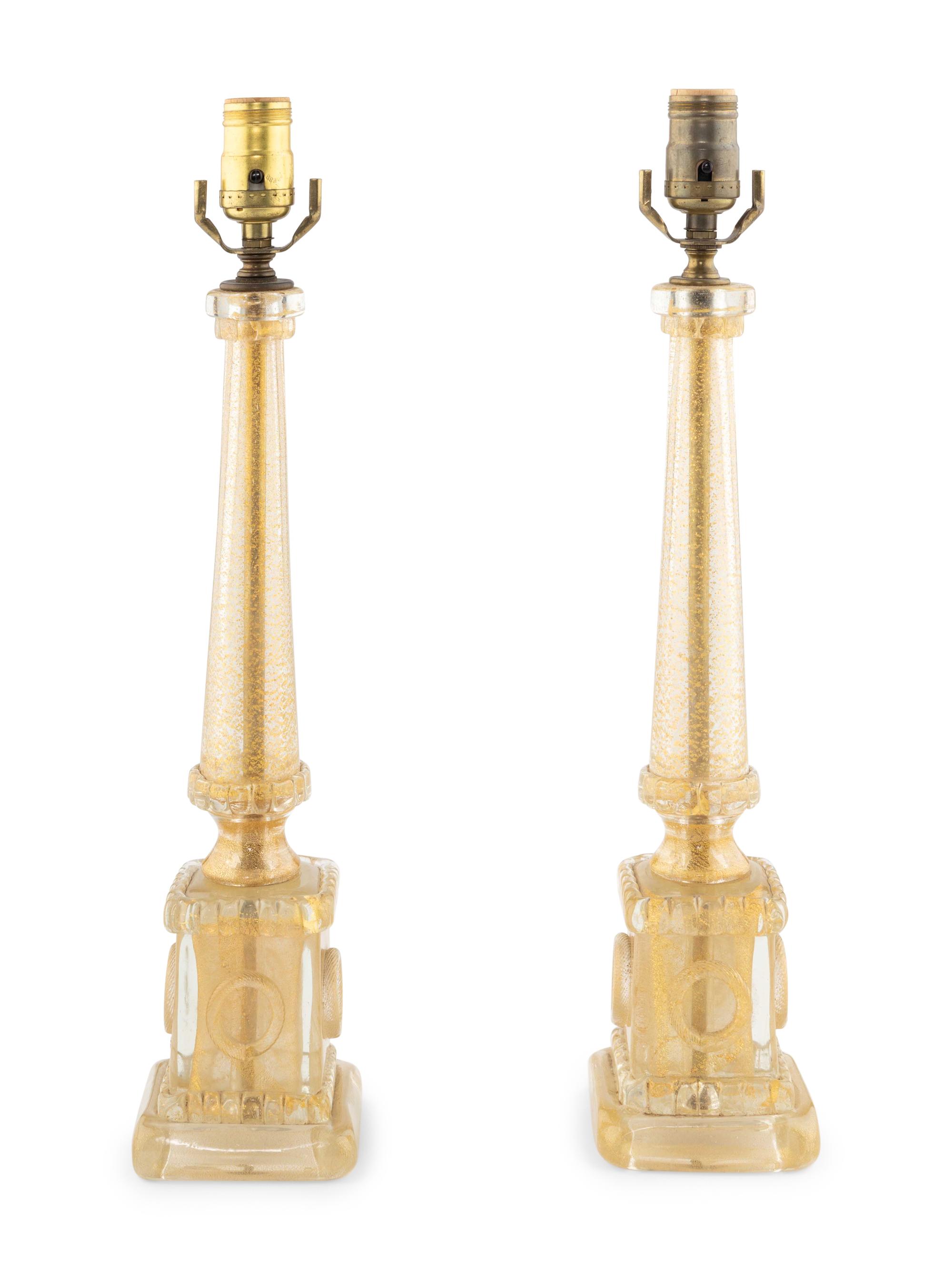 A Pair of Venetian Glass Table Lamps