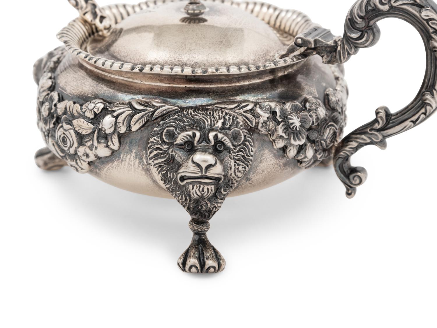 A Pair of English Silver-Gilt Footed Salt Cellars and Covered Condiment Bowl