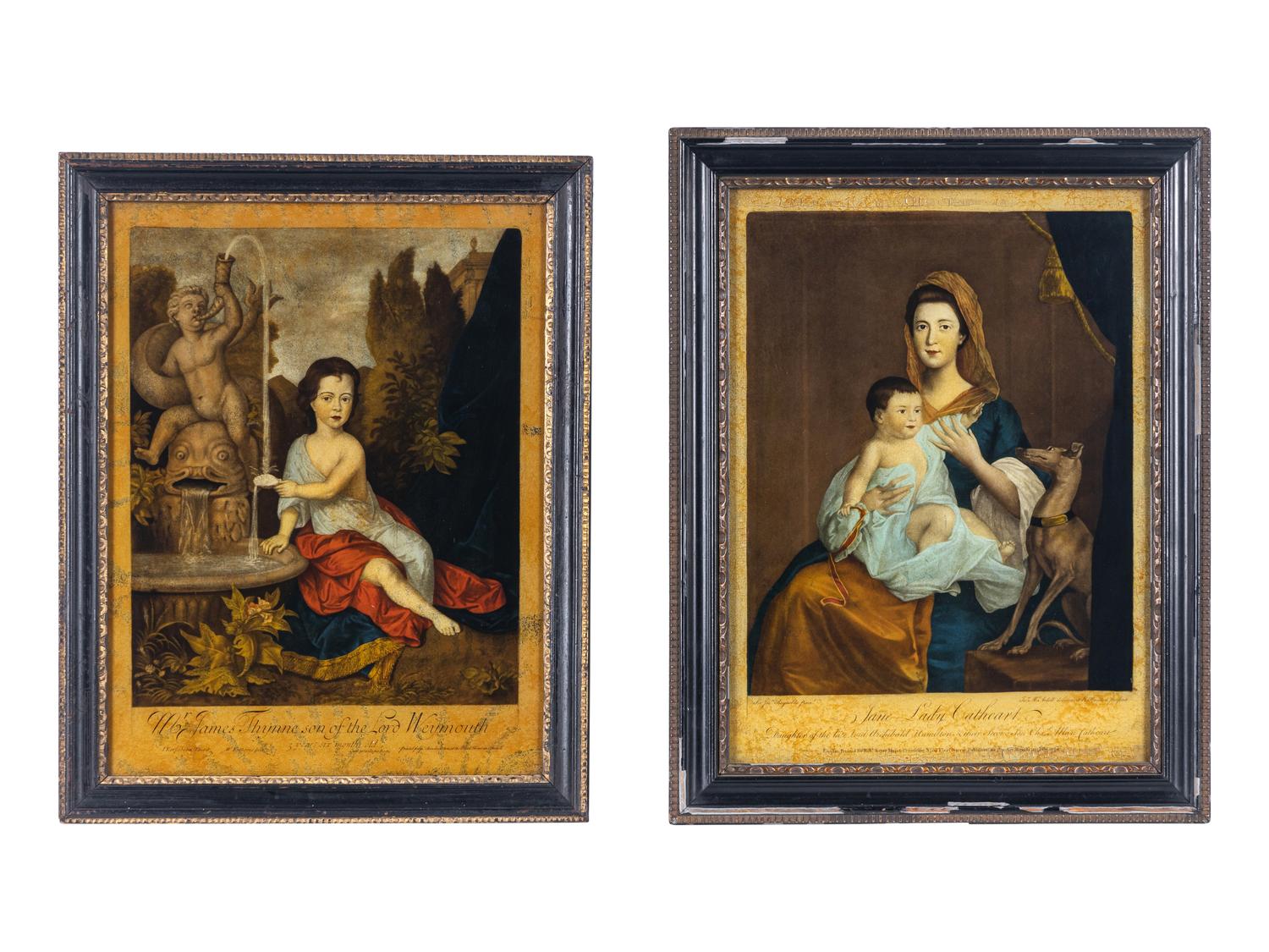 A Pair of English Mezzotints on Glass