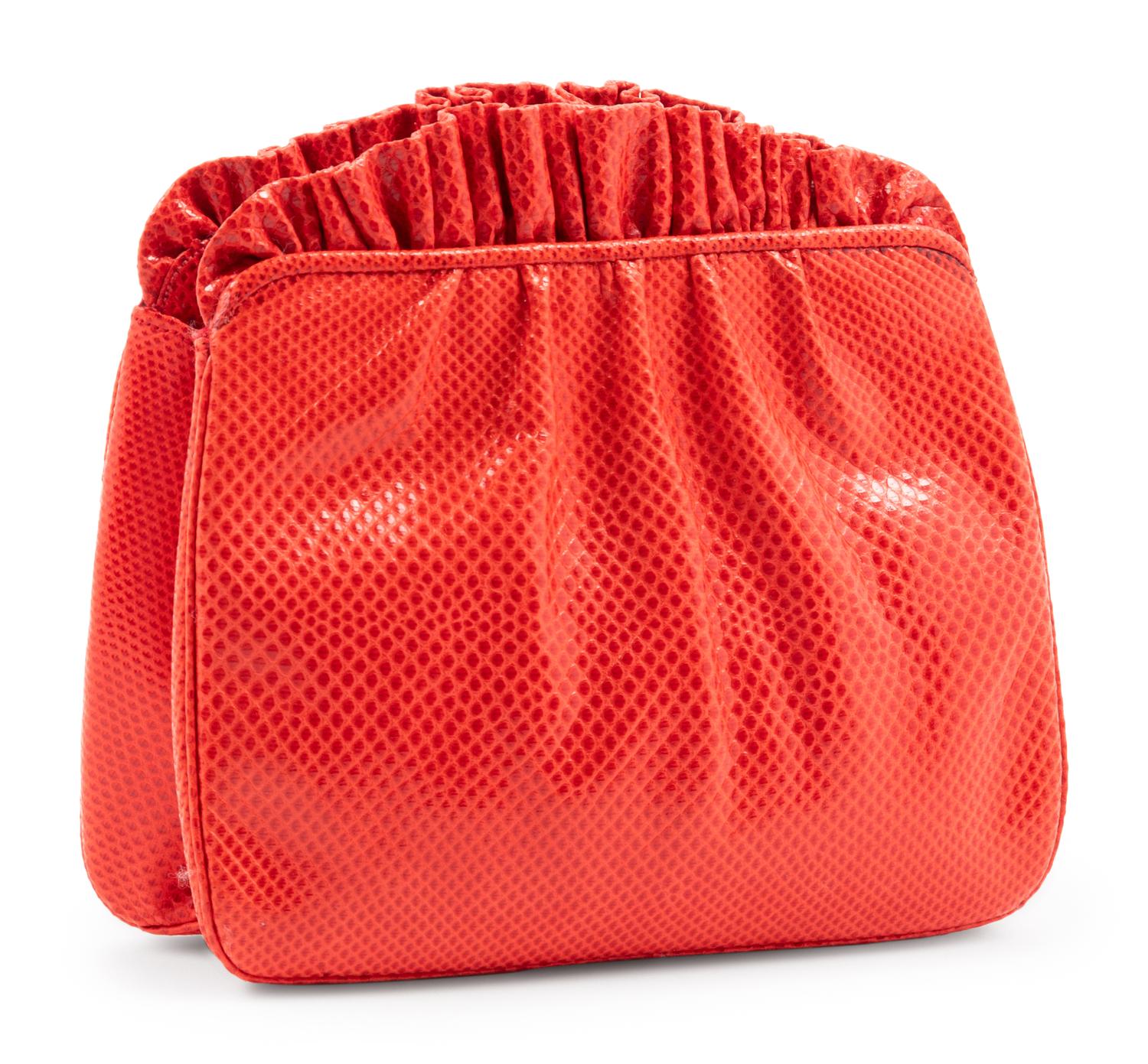 Judith Leiber Red Karung Snakeskin Bag