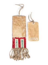 Northern Plains Beaded Hide Ration Pouch, with Ticket