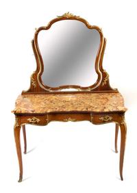 A Louis XV Style Gilt Bronze Mounted Mahogany Dressing Table Height 68 x width 47 3/8 x depth 24 inches. — FRANCOIS LINKE, EARLY 20TH CENTURY