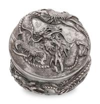 A Chinese Export Silver Tea Caddy