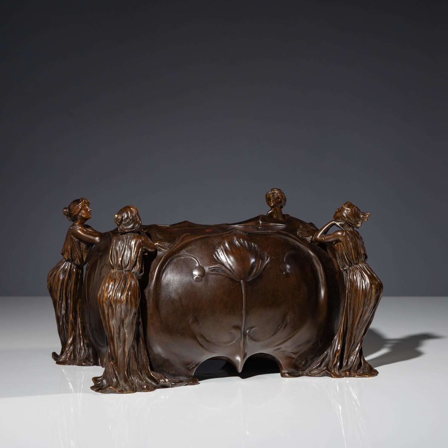 An Art Nouveau Figural Footed Jardinière