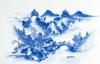 A Set of Four Blue and White Porcelain Inset Hanging Panels