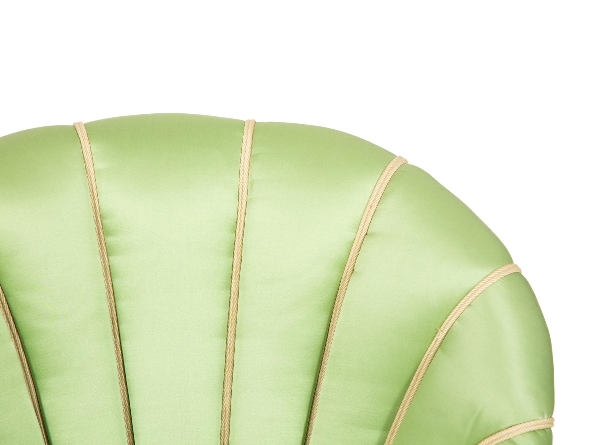 An Edwardian Diminutive Silk-Upholstered Scallop Form Chair