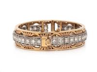 BICOLOR GOLD AND DIAMOND BANGLE BRACELET