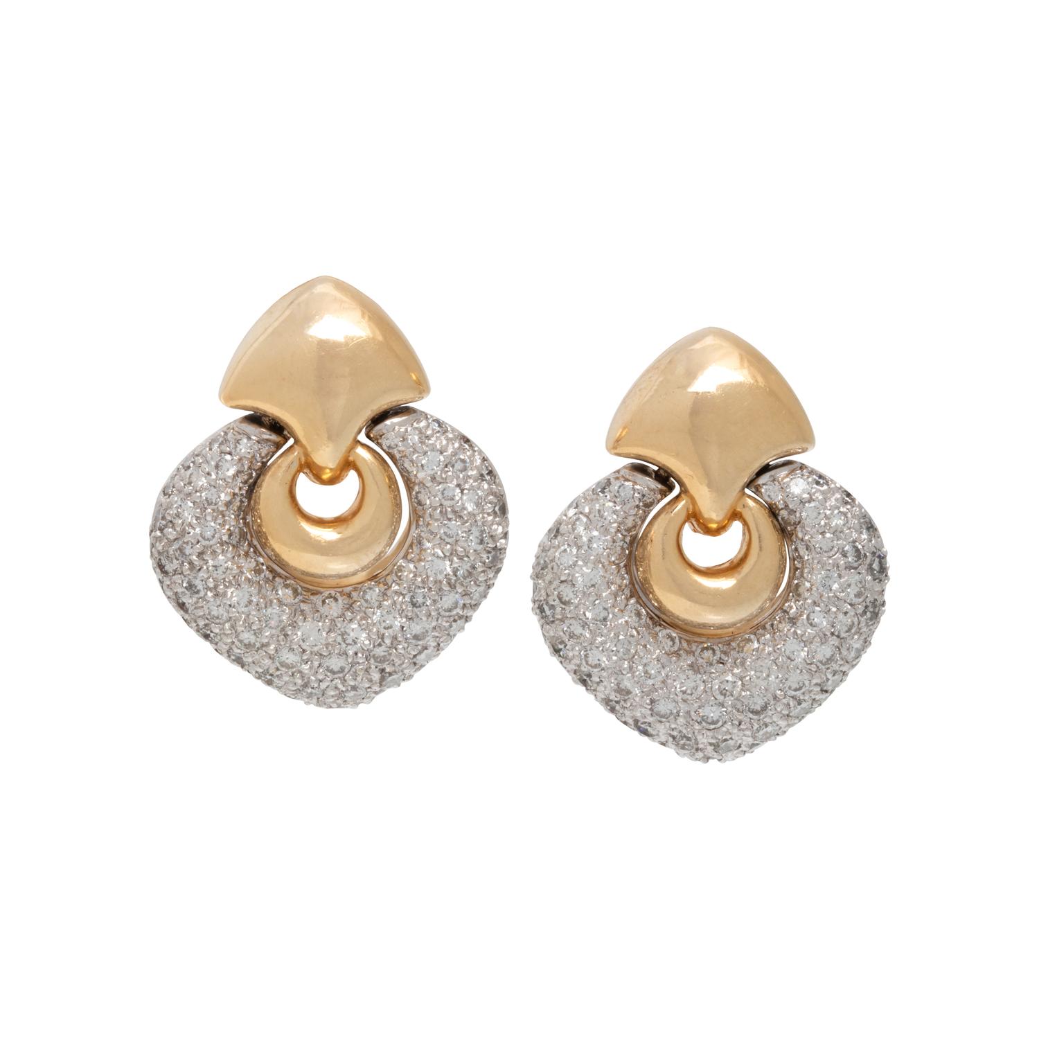 BICOLOR GOLD AND DIAMOND EARCLIPS
