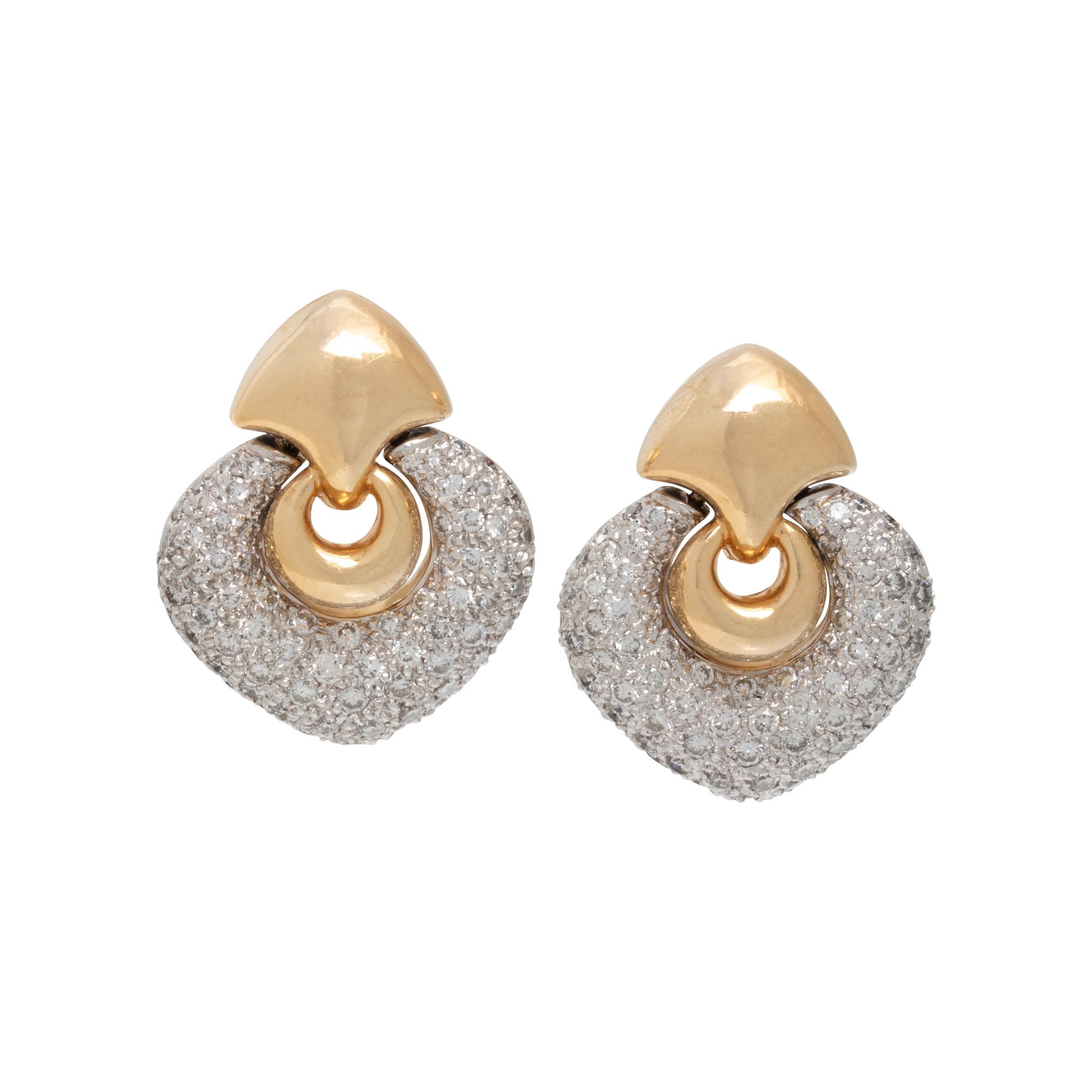 BICOLOR GOLD AND DIAMOND EARCLIPS