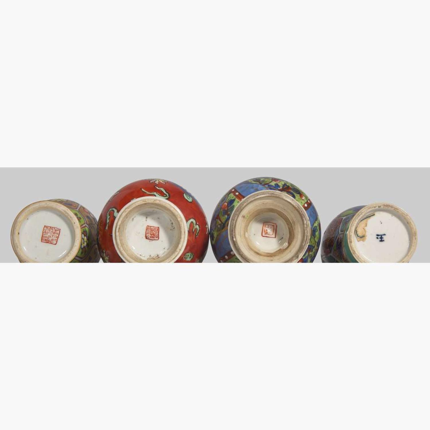 Eleven assorted Chinese export clobbered porcelain small vases 外銷瓷一組十一件 18th century ????