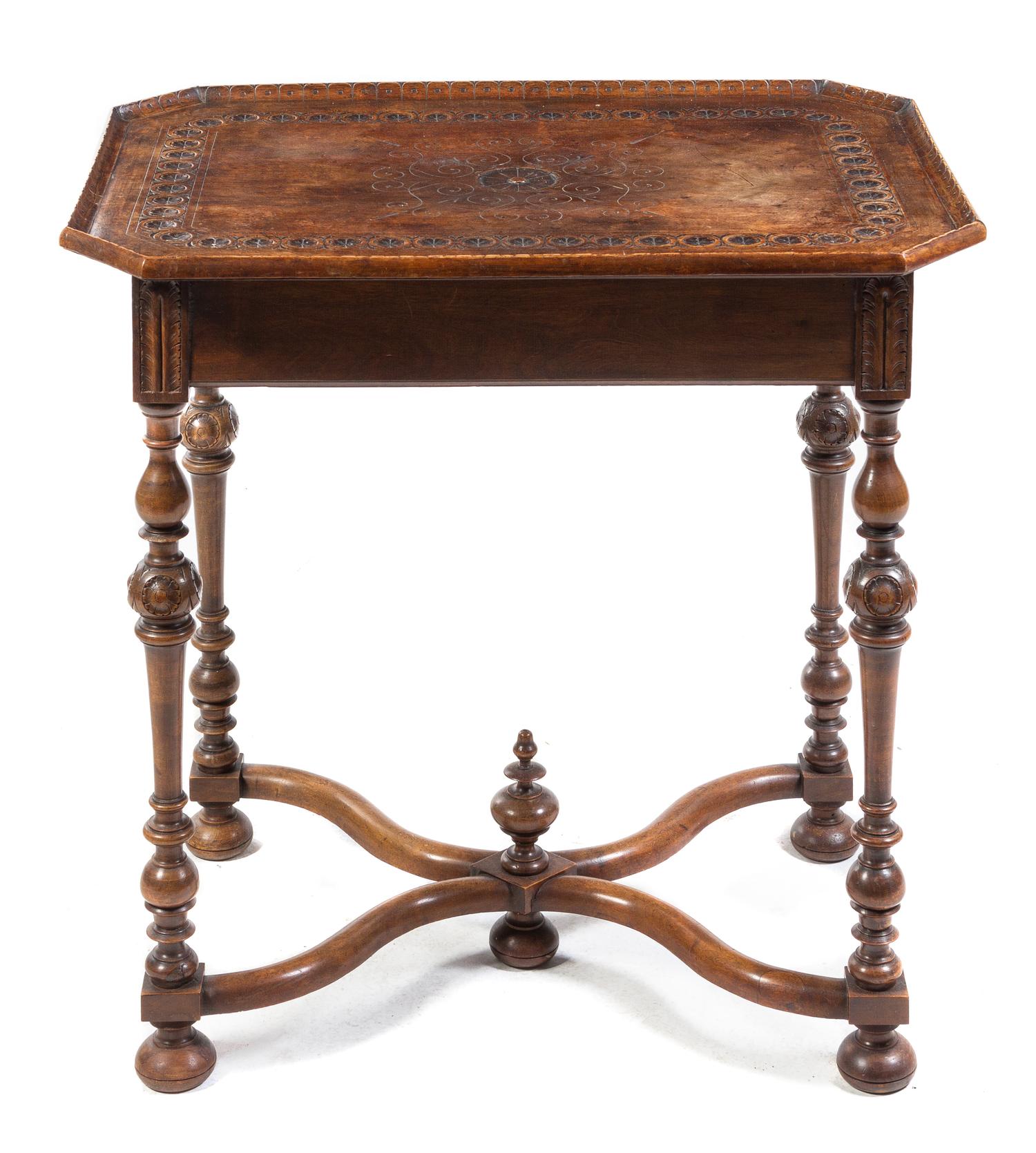 An Italian Renaissance Style Walnut Pedestal Table Height of first 28 inches. — 20TH CENTURY