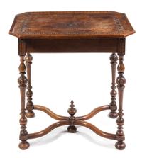 An Italian Renaissance Style Walnut Pedestal Table Height of first 28 inches. — 20TH CENTURY