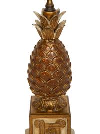 An Italian Painted and Gilt Pineapple Lamp